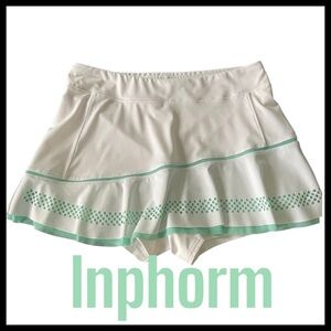 Inphorm White Mint Green Circle Cut Out Tennis Skort (L)